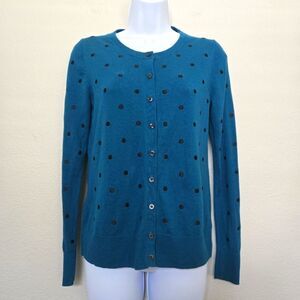 Old Navy Polka Dot Crewneck Button Cardigan Teal Size Small